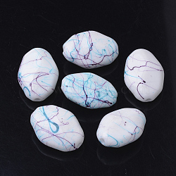 Drawbench Acrylic Beads, Oval, White, 28x20x12mm, Hole: 2.5mm, about 146pcs/500g(DACR-T001-01)
