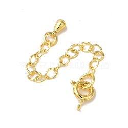 Rack Plating Brass Ends with Chain and Clasps, Long-Lasting Plated, Lead Free & Cadmium Free, Teardrop, Golden, 65mm(KK-F873-01G-02)