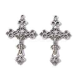 Tibetan Style Alloy Pendants, For Easter, Crucifix Cross Pendant, Antique Silver, Lead Free and Cadmium Free, 43.5x26x3mm, Hole: 2mm(LF1299Y)