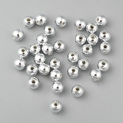 Plating Plastic Acrylic Round Beads, Silver Plated, 6mm, Hole: 1mm, about 4500pcs/pound(PACR-L003-6mm-S)