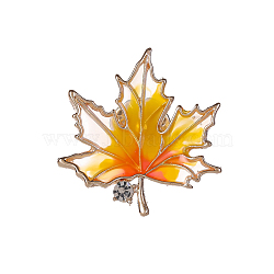 Maple Leaf Enamel Pin, Golden Alloy Badge for Backpack Clothes, Orange, 30x27mm(THXG-PW0001-023)