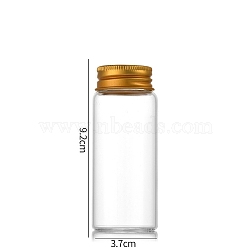 Clear Glass Bottles Bead Containers, Screw Top Bead Storage Tubes with Aluminum Cap, Column, Golden, 3.7x9cm, Capacity: 70ml(2.37fl. oz)(CON-WH0085-76F-02)