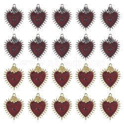20Pcs 2 Colors Alloy Enamel Pendants, Heart with Rose, Mixed Color, 32.5x25x3.5mm, Hole: 1.7mm, 10pcs/color(ENAM-SC0003-84)