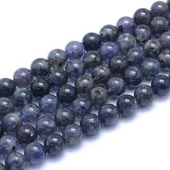 Natural Iolite/Cordierite/Dichroite Beads Strands, Round, 8~8.5mm, Hole: 0.8mm, about 50pcs/strand, 15.55 inch(39.5cm)