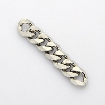 Men's Jewelry Making 201 Stainless Steel Curb Chains, Unwelded, Faceted, Stainless Steel Color, 11x9x4mm