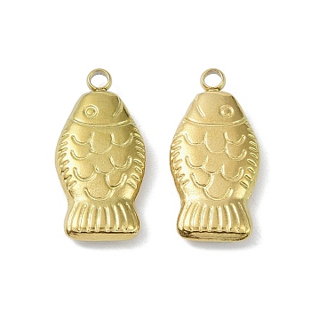 Ion Plating(IP) 304 Stainless Steel Pendants, Fish Charm, Real 18K Gold Plated, 21x10x3.5mm, Hole: 1.8mm