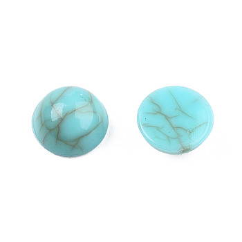 Acrylic Cabochons, Imitation Gemstone Style, Half Round, Medium Turquoise, 6x3mm