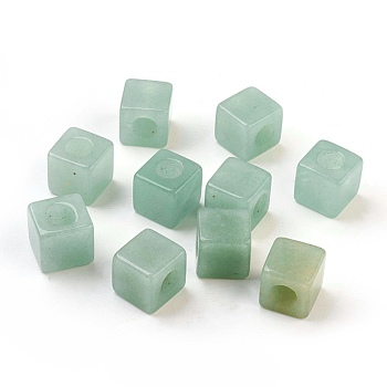 Natural Green Aventurine European Beads, Large Hole Beads, Cube, 10x10x10mm, Hole: 4.5~5mm