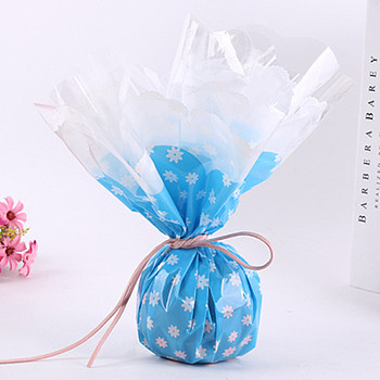 Oriented Polypropylene(OPP) Plastic Gift Wrapping Paper, Christmas Theme, for Apple, Candy, Flat Round with Flower Pattern, Deep Sky Blue, 58.5x0.003cm, 20pcs/bag
