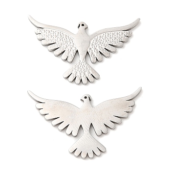 316L Surgical Stainless Steel Pendants, Laser Cut, Bird Charms, Stainless Steel Color, 18x30x1.5mm, Hole: 0.6mm