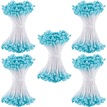 Cotton with Gypsum Artificial Flower Core for Hairpin Accessories, Cyan, 61x2.5mm, 240pcs/set