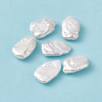 Baroque Natural Keshi Pearl Beads, Rectangle, Seashell Color, 23~25.5x15.5~16x7~8mm, Hole: 0.8mm