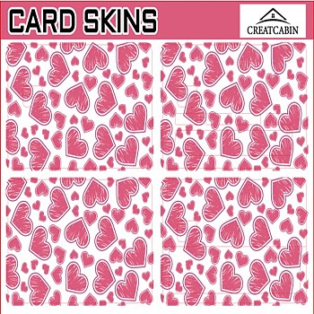 PVC Plastic Waterproof Card Stickers, Self-adhesion Card Skin for Bank Card Decor, Rectangle, Heart, 186.3x137.3mm