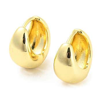 Brass Plain Dome Thick Hoop Earrings for Women, Real 18K Gold Plated, 17x16.5x10mm