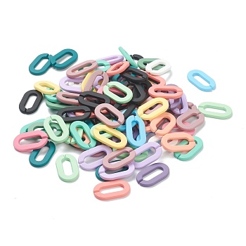 Defective Closeout Sale, Opaque Spray Painted Acrylic Linking Rings, Quick Link Connectors, for Cable Chains Making, Unwelded, Oval, Mixed Color, 36x20.5x3.5mm, Inner Diameter: 24x8mm