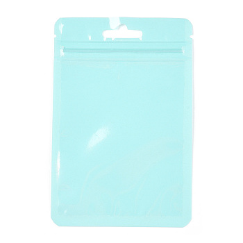 Macaron Color Plastic Yin-yang Resealable Bags, Zip Top Bags, Self Seal Bags, Top Seal, Rectangle, Pale Turquoise, 12.9x8.5x0.15cm, Unilateral Thickness: 2 Mil(0.05mm)
