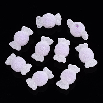 Flocky Acrylic Beads, Bead in Bead, Candy, Lilac, 11.5x21.5x12mm, Hole: 2.5mm