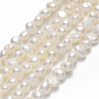 Natural Cultured Freshwater Pearl Beads Strands, Two Sides Polished, Linen, 4.5~5.5x3.5~4x3mm, Hole: 0.7mm, about 84pcs/strand, 13.78~13.9''(35~35.3cm)