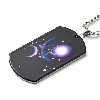 201 Stainless Steel Rectangle with Constellations Pendant Necklace for Women, Libra, 23.74 inch(60.3cm)