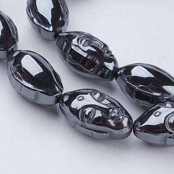 Non-magnetic Synthetic Hematite Beads Strands, Arhat Head, 26x15x14mm, Hole: 1.5mm, about 15pcs/strand, 15.3 inch(39cm)
