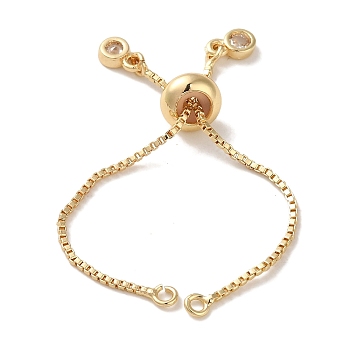 Rack Plating Adjustable Brass Box Chain Slider Bracelet Making, with Lobster Claw Clasps and Silicone Beads, Long-Lasting Plated, Cadmium Free & Lead Free, Light Gold, 6x0.1cm, Hole: 1.6mm