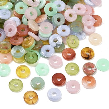 Acrylic European Beads, Disc, Large Hole Bead, Mixed Color, 15x3.5mm, Hole: 5mm