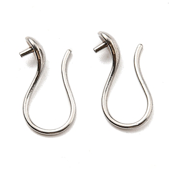316 Surgical Stainless Steel Earring Hooks, for Half Drilled Beads, Stainless Steel Color, 21 Gauge, 16.5x8.5x4.5mm, Pin: 0.7mm and 0.8mm