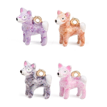 Alloy Enamel Pendants, Dog Charms, Golden, Mixed Color, 13.5x12.5x6.5mm, Hole: 1.4mm