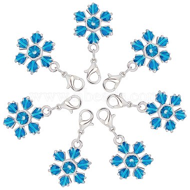 Deep Sky Blue Snowflake Alloy Pendant Decorations
