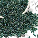 TOHO 11/0 Round Beads, Japanese Seed Beads, (179F) Matte AB Emerald, 11/0, 2.2mm, Hole: 0.8mm, about 1110pcs/10g(X-SEED-TR11-0179F)