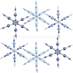 6Pcs 3 Styles Glass Beaded Snowflake Multi-Strand Links, Mixed Color, 103mm, 2pc/styles(PALLOY-SP00003)