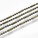 Brass Ball Chains, Ball & Bar Beaded Chains, Long-Lasting Plated, Soldered, with Spool, Cadmium Free & Nickel Free & Lead Free, Antique Bronze, 5.8x1.5mm and 1.5mm, about 32.8 Feet(10m)/roll(X-CHC-S008-007A-AB)