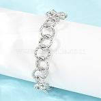 Hammered 304 Stainless Steel Rolo Chain Bracelets for Women, Stainless Steel Color, 7.32 inch(18.6cm)(BJEW-A160-10P)