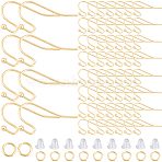 100Pcs 304 Stainless Steel Earring Hooks, Circle Ball End Ear Wire, with 100Pcs Open Jump Rings, 100Pcs Plastic Ear Nuts, Golden, 22 Gauge, 20x12x1.8mm, Pin: 0.6mm(DIY-SP0001-03)