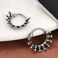 Crown 316 Surgical Stainless Steel Hoop Earrings, Hoop Nose Rings, Antique Silver, 14.5x4.5mm(EJEW-G416-26AS)