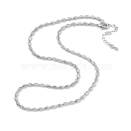 Rack Plating Brass Textured Teardrop Link Chain Necklaces for Women, Long-Lasting Plated, Lead Free & Cadmium Free, Platinum, 18.03 inch(45.8cm)(NJEW-K382-07P)