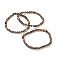 Natural Tiger Eye Beaded Stretch Bracelets, Round, Beads: 4~5mm, Inner Diameter: 2-1/4 inch(5.65cm)(BJEW-A117-A-29)