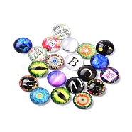 Glass Cabochons, Glass Cabochons, Half Round with Mixed Pattern, Mixed Color, 12x4mm(GGLA-XCP0001-03)