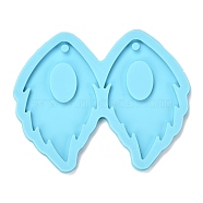 DIY Pendant Silicone Molds, Resin Casting Molds, Clay Craft Mold Tools, Leaf, Blue, 72x90x5mm, Hole: 3.5mm, Inner Diameter: 59x39mm(DIY-P030-17)