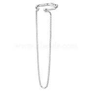 Rhodium Plated 925 Sterling Silver Cuff Earrings Chain Wrap Tassel Earrings No Piercing Cuff Earrings Chain Jewelry Gift for Women Men Couple, Platinum, 15.5x15.7mm(JE1066B)