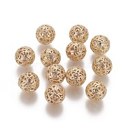 Brass Beads, Round, Real 18K Gold Plated, 10.5x10.5mm, Hole: 1.2mm(KK-I644-40G)