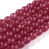 Natural White Jade Beads, Round, Dyed, Cerise, 8mm, Hole: 1mm, about 49pcs/strand, 15.16''(38.5cm)(G-G766-B-01)