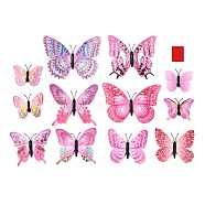 3D Plastic Wall Stickers, with Adhesive Tape, for Home Living Room Bedroom Wall Decorations, Butterfly, Pearl Pink, 45~95x59~120x5.5mm, 12pcs/set(DIY-F077-01C)
