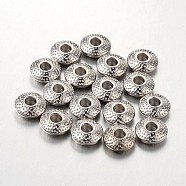 Tibetan Style Alloy Spacer Beads, Lead Free & Cadmium Free, Flat Round, Platinum, 8x3mm, Hole: 2.5mm(X-TIBEB-R011-P-LF)