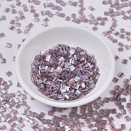 MIYUKI TILA Beads, Japanese Seed Beads, 2-Hole, (TL256) Transparent Smoky Amethyst AB, 5x5x1.9mm, Hole: 0.8mm, about 118pcs/10g(X-SEED-J020-TL0256)