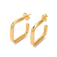 Rack Plating Brass Rectangle Stud Earrings, Long-Lasting Plated Half Hoop Earrings, Golden, 27.5x29x4mm(EJEW-R151-04G)