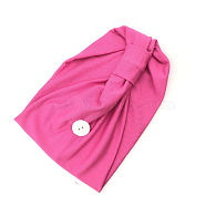 Polyester Sweat-Wicking Headbands, Non Slip Button Headbands, Yoga Sports Workout Turban, for Holding Mouth Cover, Hot Pink, 440x160mm(OHAR-J025-A06)