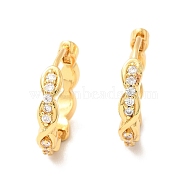 Clear Cubic Zirconia Oval Hoop Earrings, Brass Hinged Earrings for Women, Cadmium Free & Nickel Free & Lead Free, Real 18K Gold Plated, 15.5x16.5x3mm, Pin: 0.8mm(EJEW-P199-06G)
