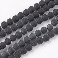 Natural Black Stone Bead Strands, Round, Black, 4.5mm, Hole: 0.5mm, about 95pcs/strand, 15.7 inch(G-R193-01-4mm)