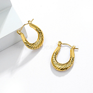 304 Stainless Steel Hoop Earrings, Golden, 23x16mm(IO9179-3)
